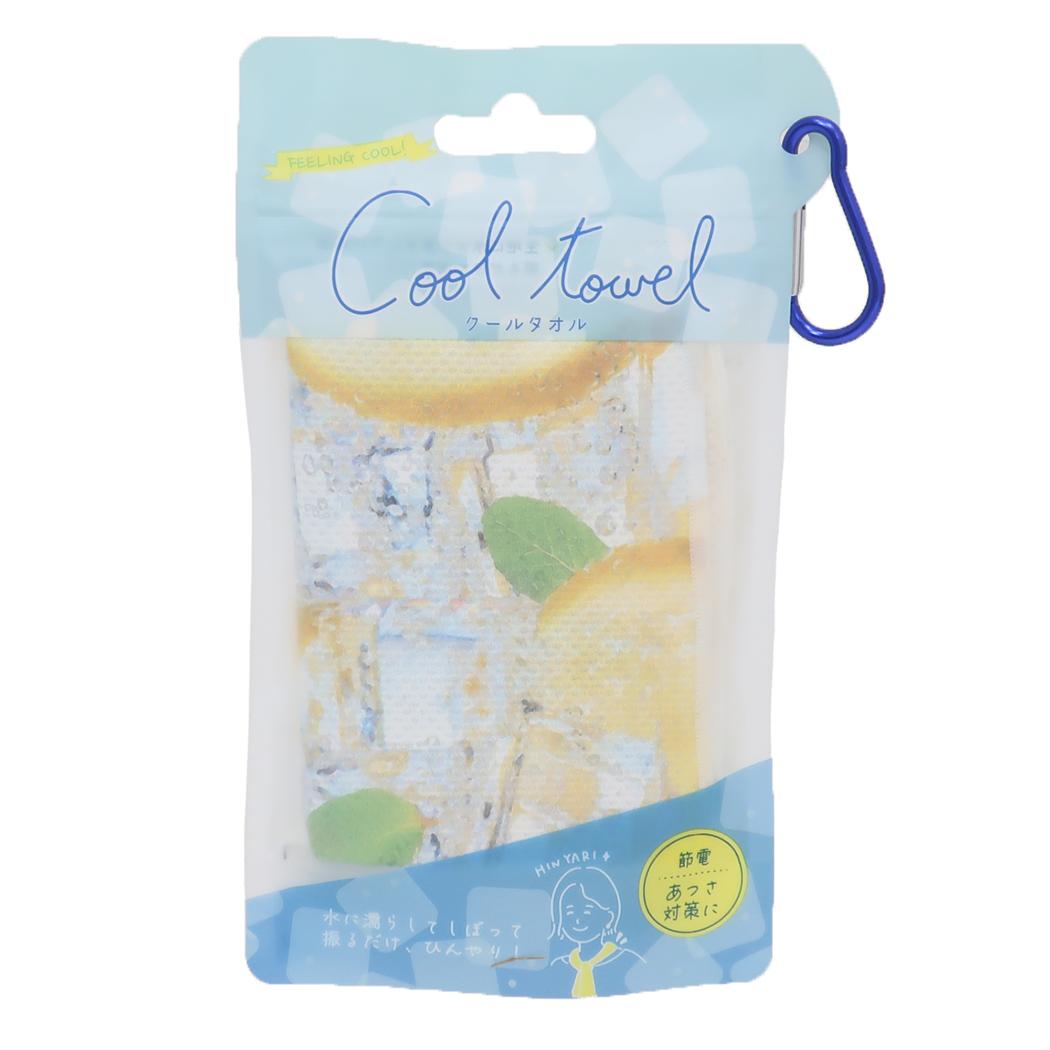 クールタオル 夏用ひんやりロングタオル レモンドリンク イエロー フレンズヒル FRIENDSHILL 熱中症対策 アウトドア用品? メール便可