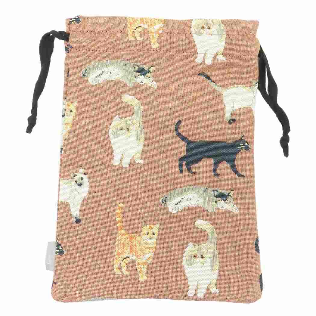 きんちゃくポーチ 巾着 メニーキャット オレンジ ねこ フレンズヒル 小物入れ かわいい メール便可