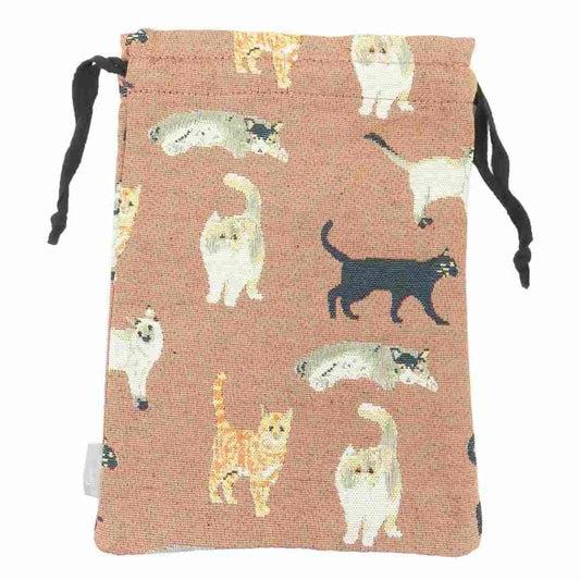 きんちゃくポーチ 巾着 メニーキャット オレンジ ねこ フレンズヒル 小物入れ かわいい メール便可