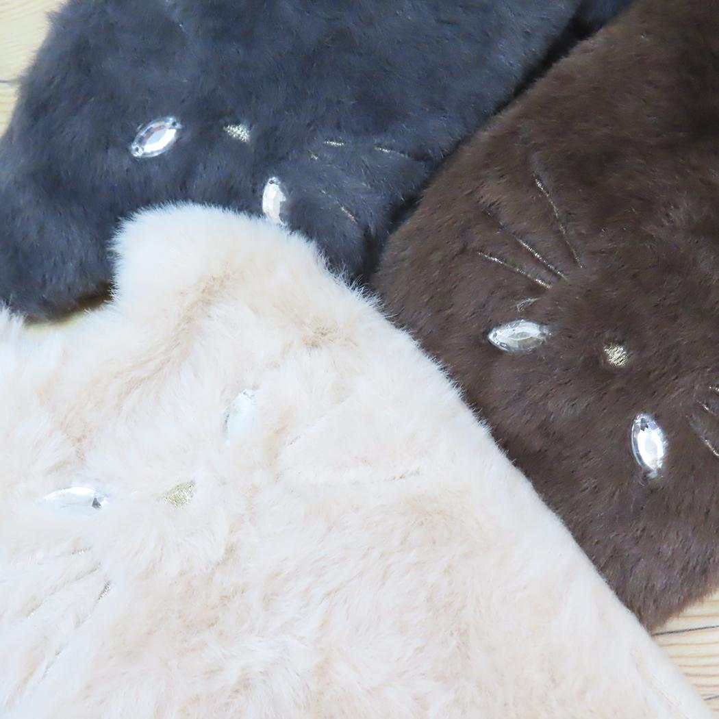 指ぬきグローブ 手袋 ネコファー ねこ フレンズヒル ウォーマー雑貨 女性 防寒 メール便可