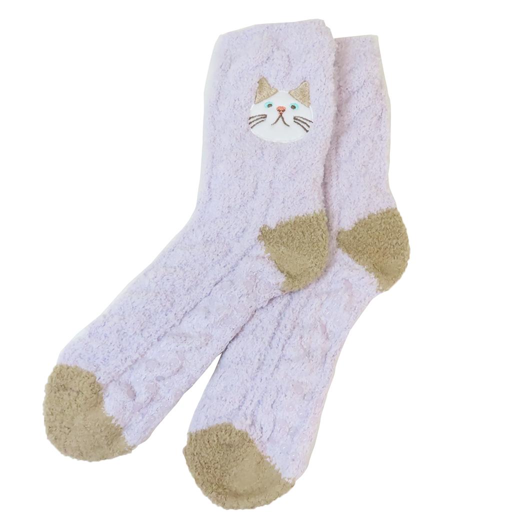 フェイスターチャン 女性用靴下 ルームソックス パープル フレンズヒル 防寒用品 ウォーマー雑貨 寒さ対策 グッズ メール便可 シネマコレクション
