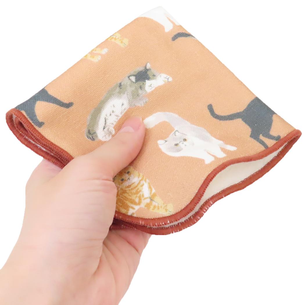 ガーゼタオル 片面ガーゼハンカチタオル ミニタオル メニーキャット オレンジ ねこ フレンズヒル FRIENDSHILL 女性 かわいい メール便可