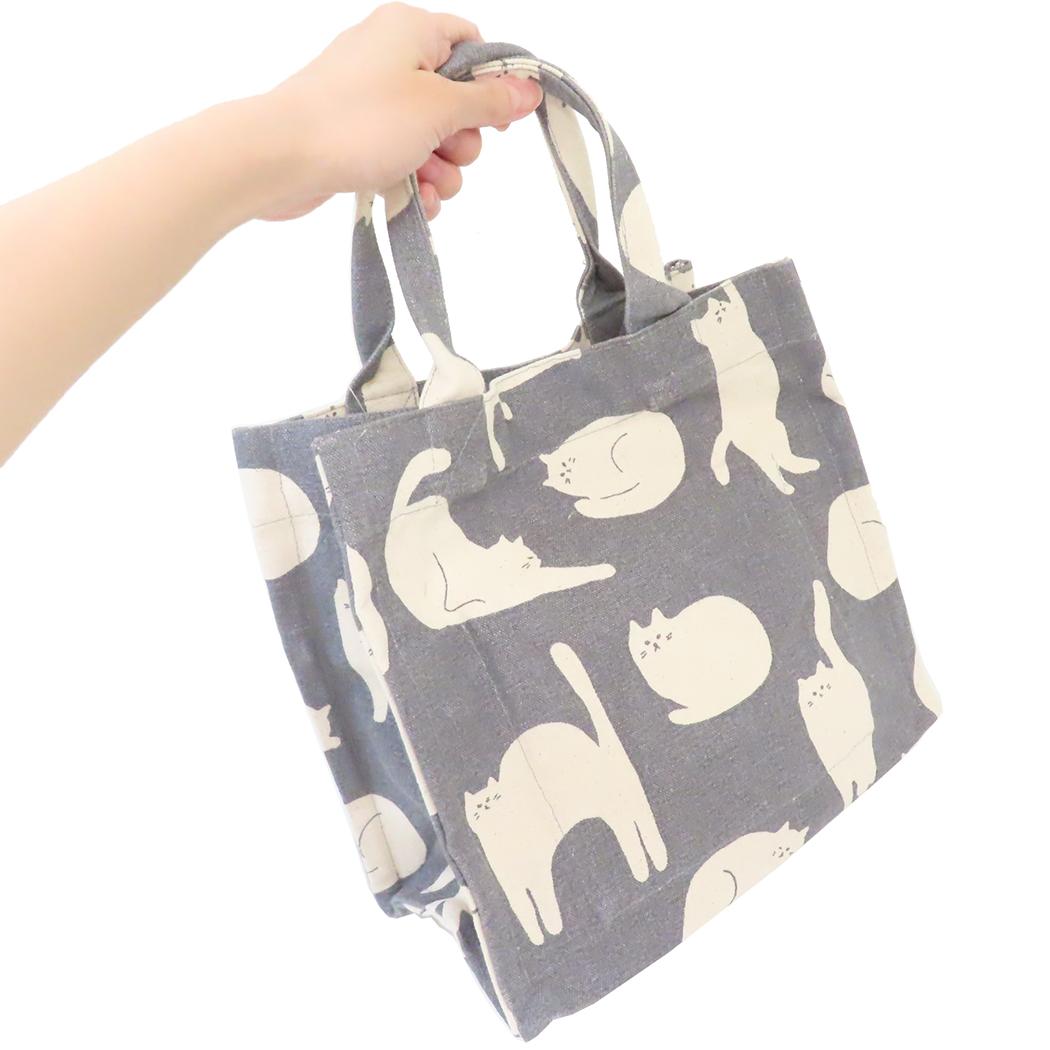 スクエアミニトート ミニトート キッサキャット グレイ フレンズヒル お弁当バッグ ランチバッグ かわいい メール便可