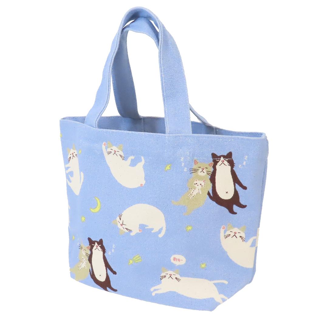 ミニトート ランチバッグ スヤスヤフレンズ ブルー ねこ フレンズヒル FRIENDSHILL お弁当かばん かわいい メール便可