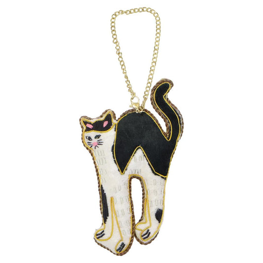 キーチャーム ザリ刺繍 バッグチャーム ouaf ouaf＆miaou marche クロブチ ねこ フレンズヒル かわいい プレゼント メール便可