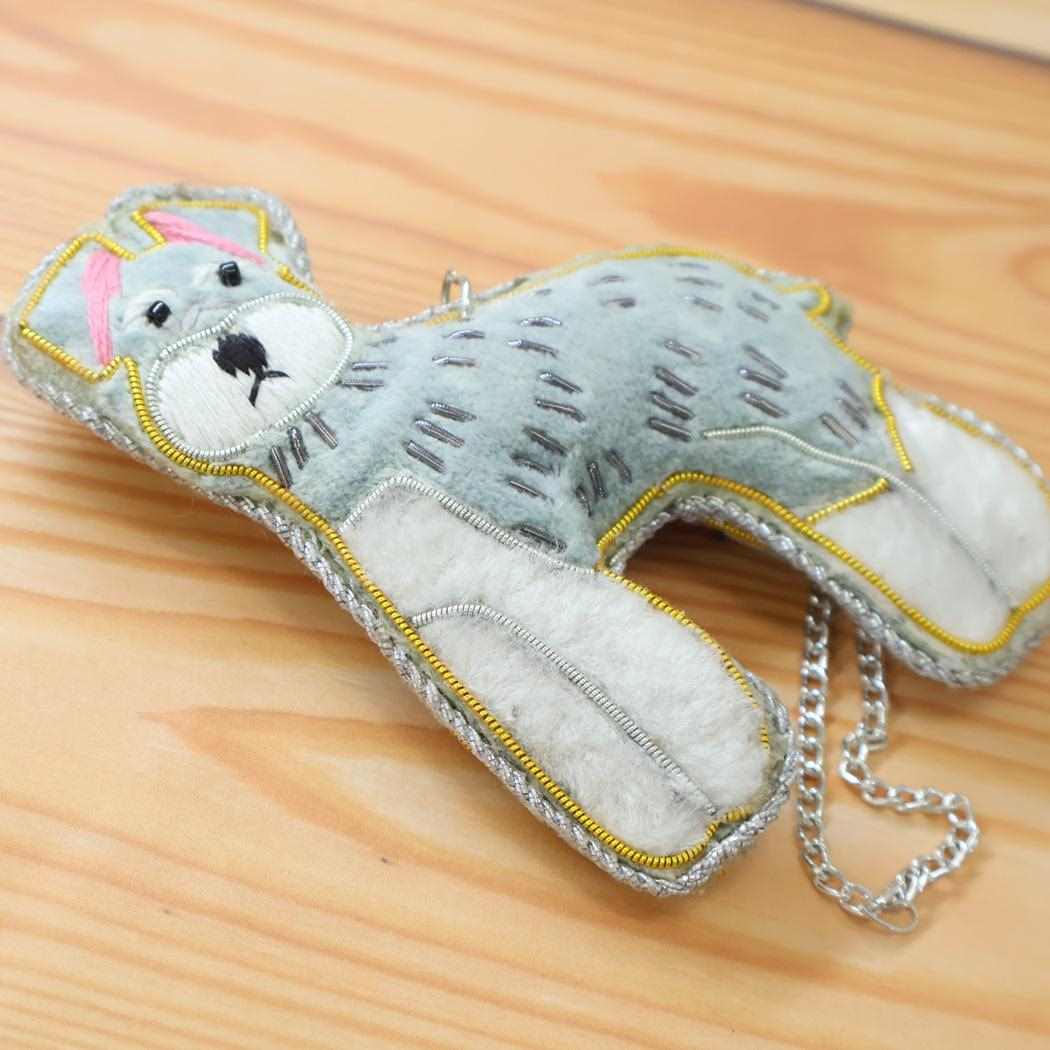 キーチャーム ザリ刺繍 バッグチャーム ouaf ouaf＆miaou marche ミニシュナ いぬ フレンズヒル かわいい プレゼント メール便可