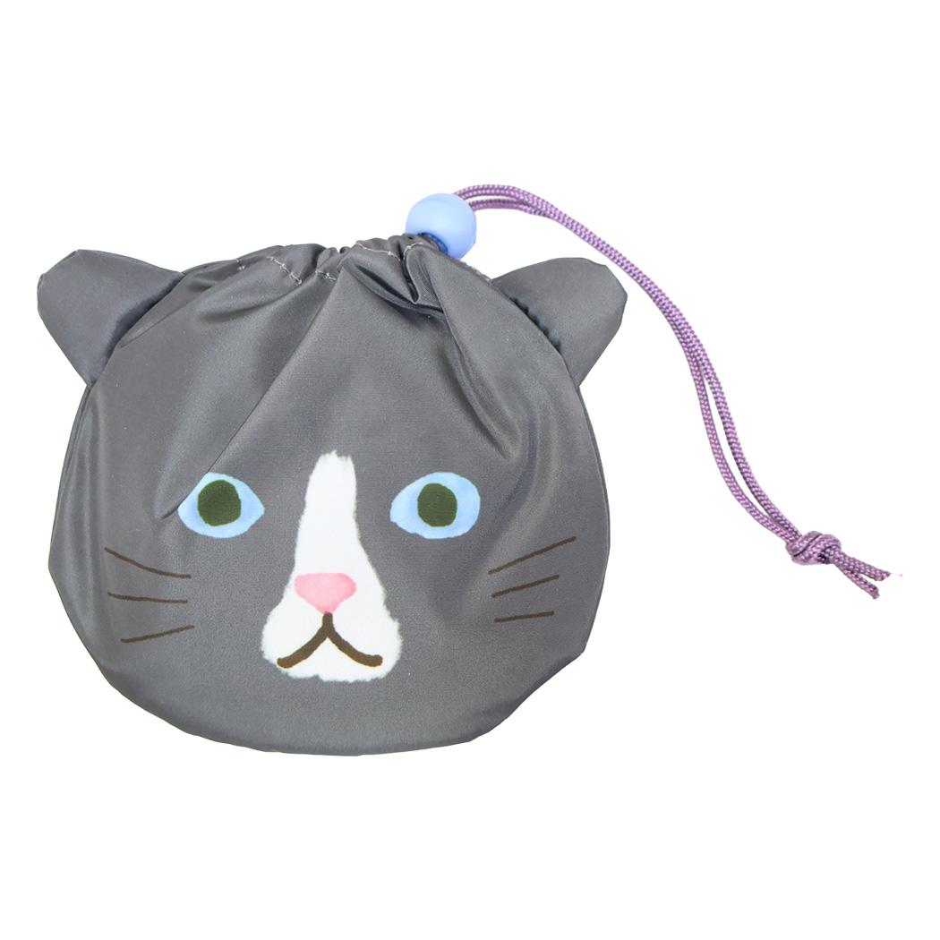 巾着付エコバッグS ショッピングバッグ シロクロニャン ねこ フレンズヒル お買い物かばん かわいい エコバッグ メール便可
