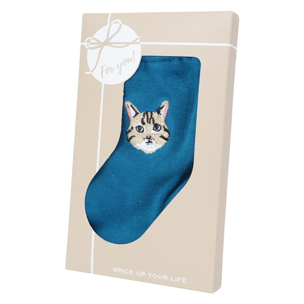 刺繍ソックス 女性用靴下 ティーグルキャット ねこ フレンズヒル ギフト プレゼント レディースソックス メール便可
