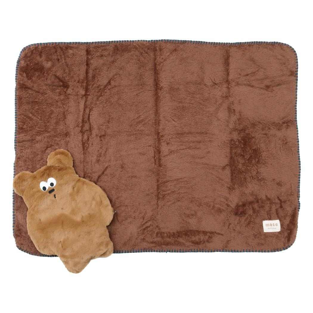 mate Fluffy Zoo ひざ掛け毛布 クッションブランケット ルックル ブラウン フレンズヒル