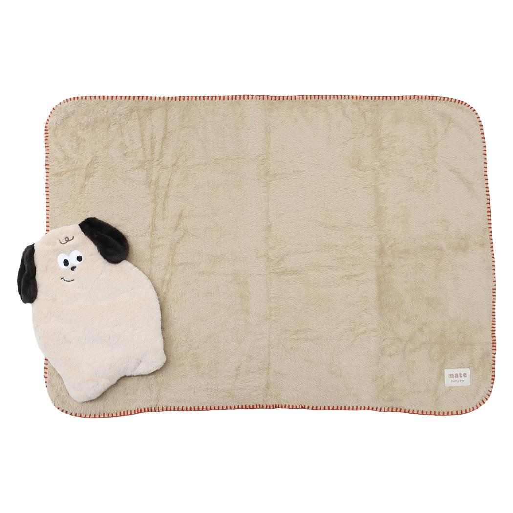 mate Fluffy Zoo ひざ掛け毛布 クッションブランケット ラスカール アイボリー フレンズヒル