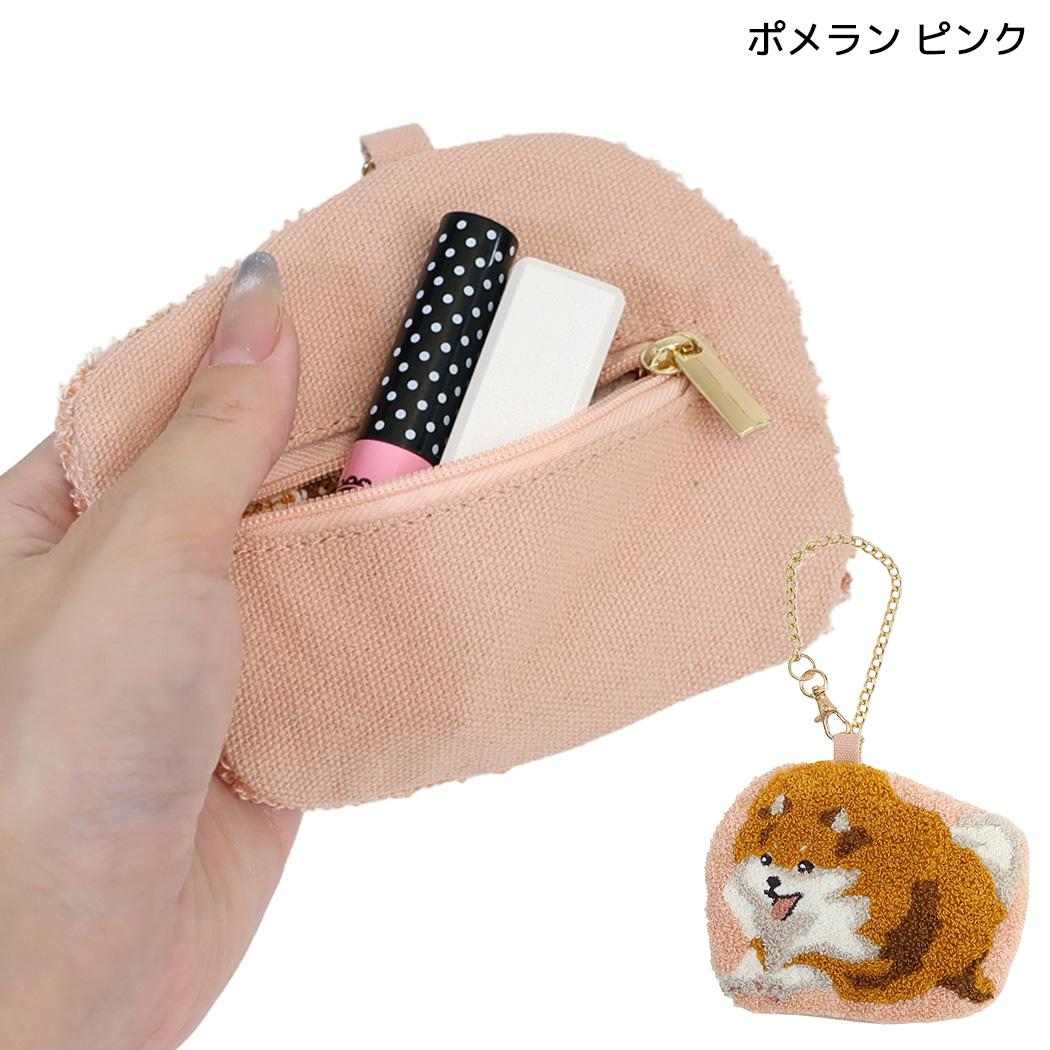 ouaf ouaf＆miaou marche ミニポーチ サガラ刺繍ポーチ 犬 ポメラン ピンク フレンズヒル