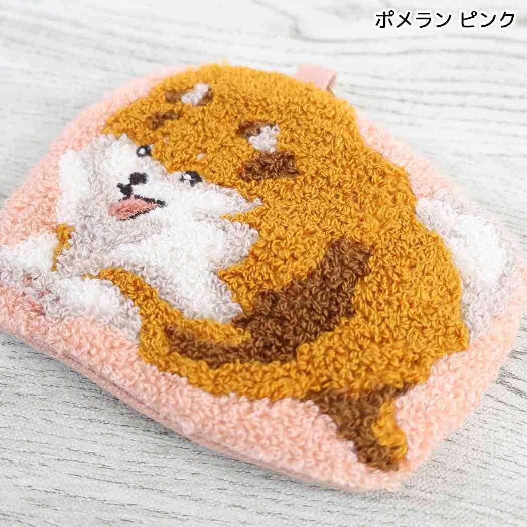 ouaf ouaf＆miaou marche ミニポーチ サガラ刺繍ポーチ 犬 ポメラン ピンク フレンズヒル