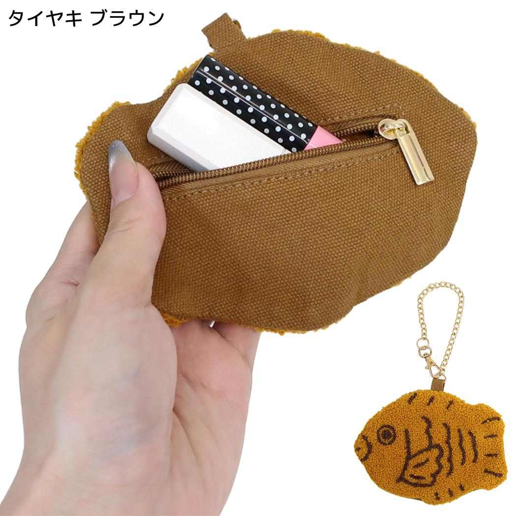 ミニポーチ サガラ刺繍ポーチ 食べ物 タイヤキ ブラウン フレンズヒル