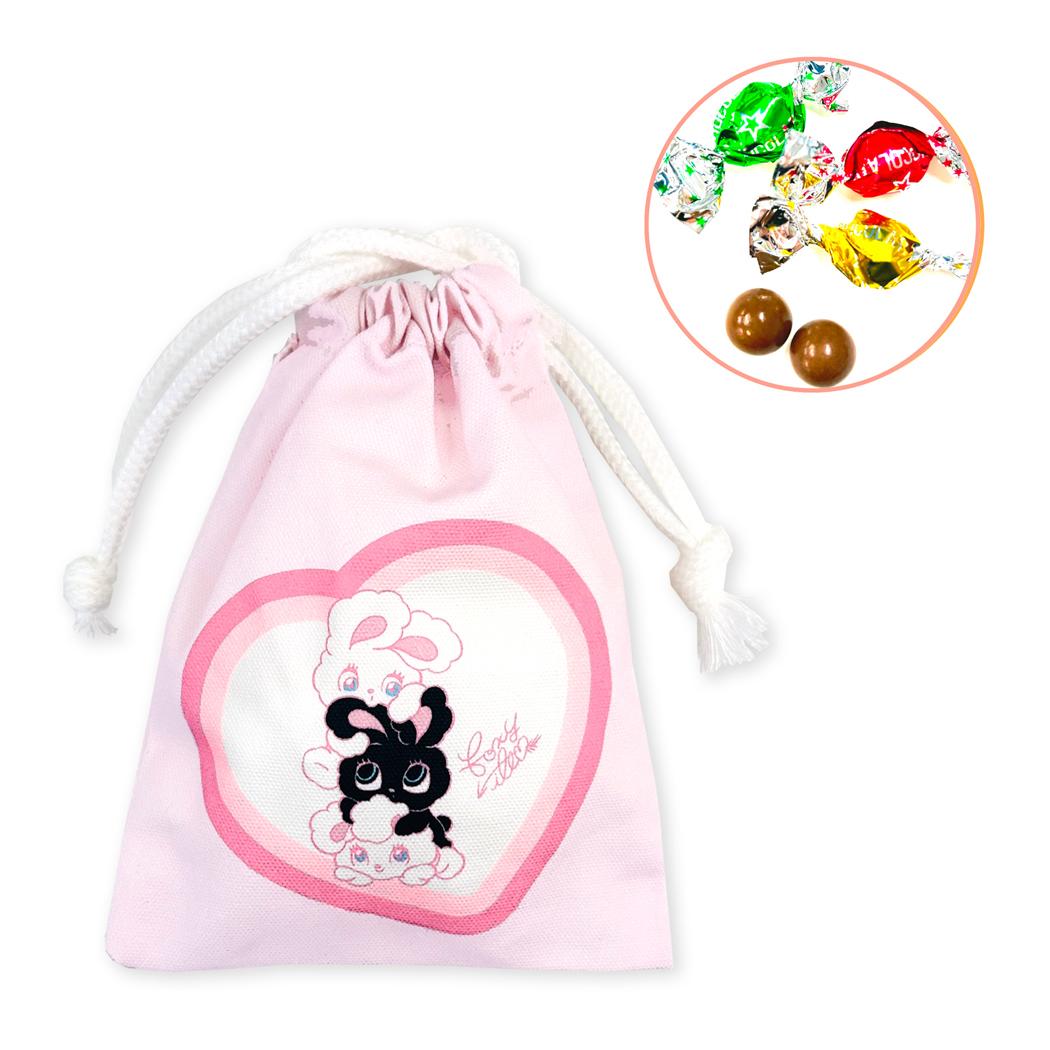 お菓子巾着ギフト チョコ3袋入り お菓子 foxy illustrations Bunny and Black Bunny フロンティア プレゼント プチギフト