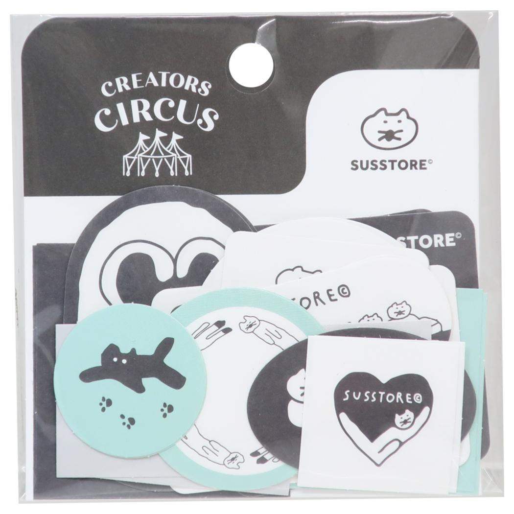 ダイカットミニシール フレークシール susstore クリエイターズサーカス ねこ フロンティア デコレーション 手帳デコ CREATORS CIRCUS メール便可