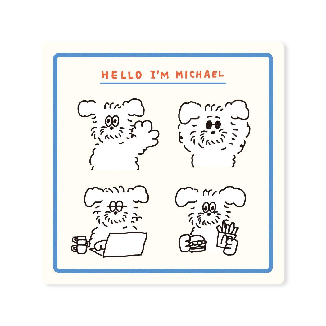 ダイカットステッカー 大 キャラクターステッカー scooty studio Michael hello フロンティア デコシール デコレーション 耐水耐光 かわいい メール便可