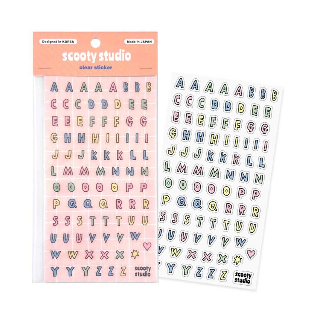 クリアシール シールシート scooty studio alphabet フロンティア デコレーション 手帳デコ かわいい メール便可