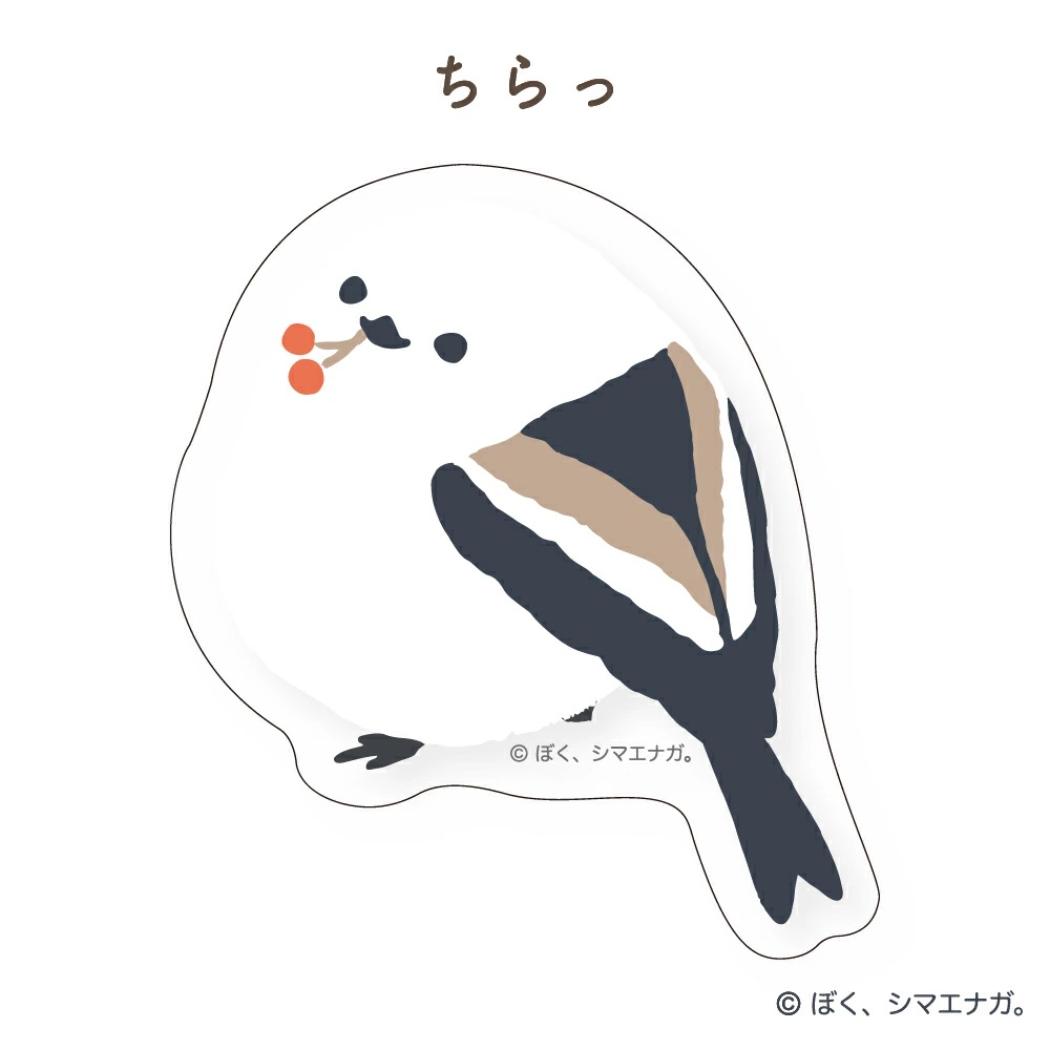 まんまるステッカー クリアステッカー ぼく、シマエナガ ちらっ フタバ デコシール かわいい メール便可