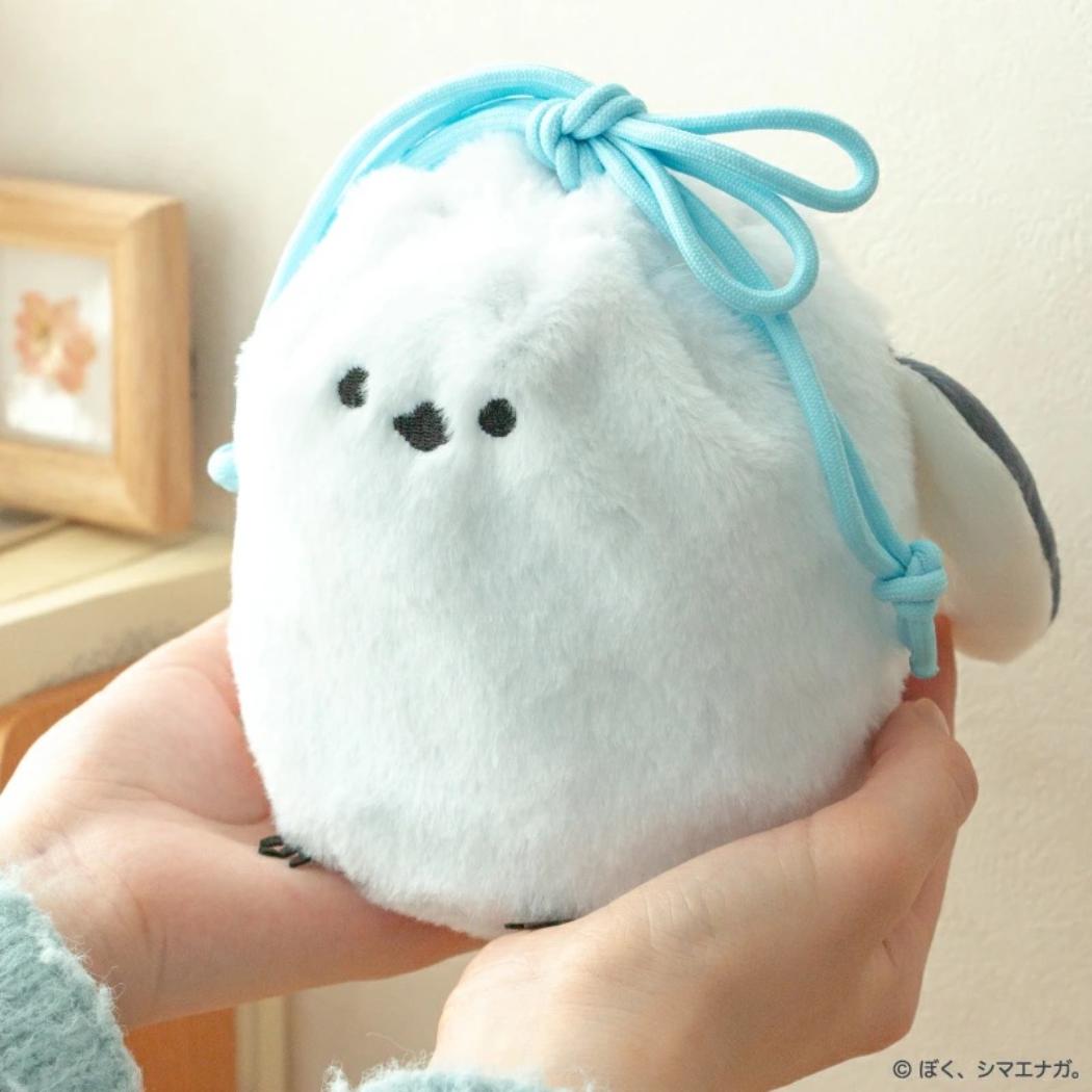 もふもふ巾着袋 きんちゃく ぼく、シマエナガ フタバ 小物入れ