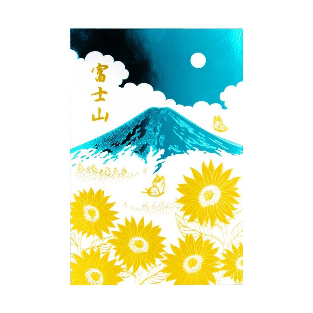 ROKKAKU 日本名所シリーズ POSTCARD 富士山 ポストカード 1枚入り 夏 フタバ 箔押し インバウンド グリーティングカード グッズ メール便可 シネマコレクション
