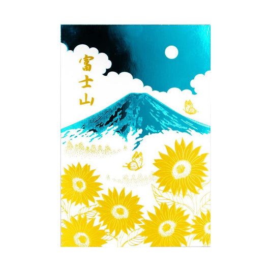富士山 ポストカード 1枚入り POSTCARD ROKKAKU 日本名所シリーズ 夏 フタバ 箔押し インバウンド グリーティングカード メール便可