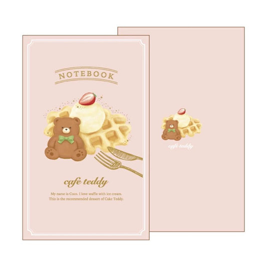 A5スリムノート 方眼ノート ROKKAKU x cafe teddy ワッフル フタバ テディベア　箔押し おしゃれ ミニノート メール便可