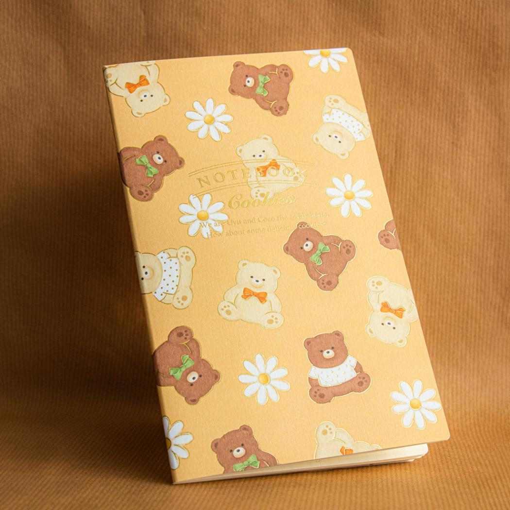 A5スリムノート 方眼ノート ROKKAKU x cafe teddy クッキー フタバ テディベア　箔押し おしゃれ ミニノート メール便可
