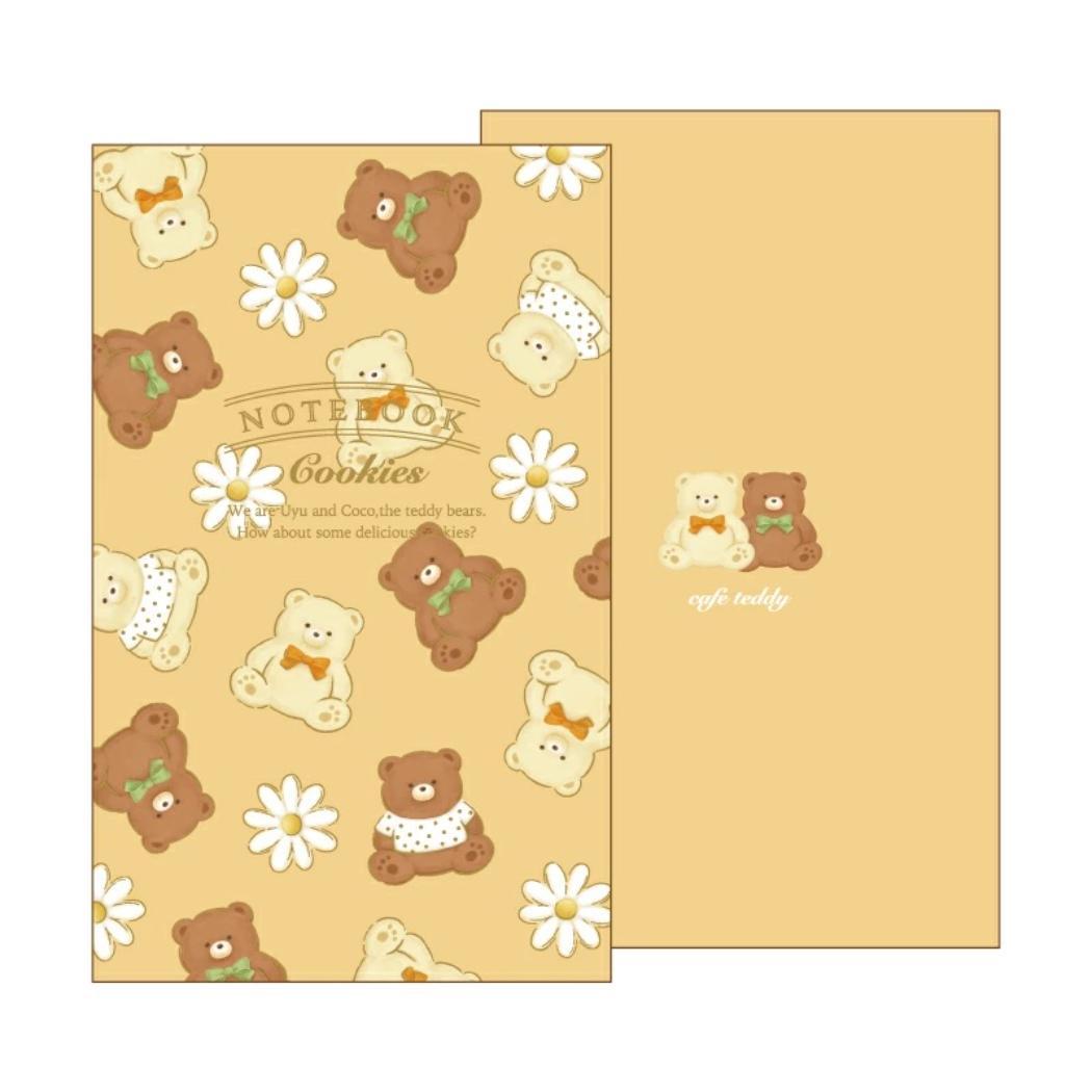 A5スリムノート 方眼ノート ROKKAKU x cafe teddy クッキー フタバ テディベア　箔押し おしゃれ ミニノート メール便可