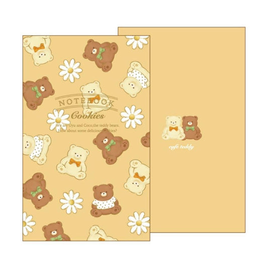 A5スリムノート 方眼ノート ROKKAKU x cafe teddy クッキー フタバ テディベア　箔押し おしゃれ ミニノート メール便可