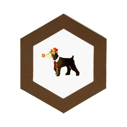 メッセージカード DOG'S Party グリーティングカード ROKKAKU CARD シュナウザー いぬ フタバ イヌ 箔押し カード＆封筒 メール便可