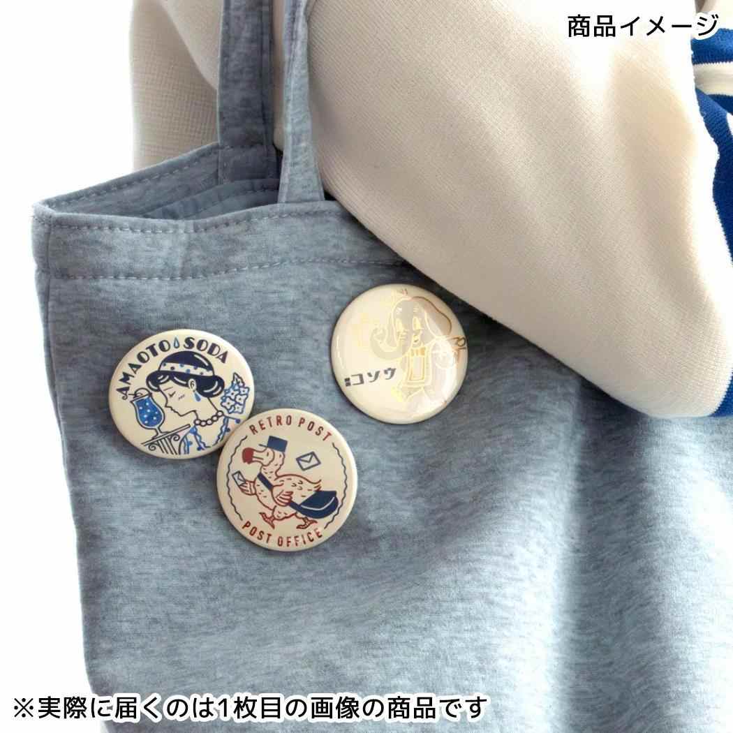 缶バッジ カンバッジ ROKKAKU x オビワン 雨音ソーダ フタバ レトロ 箔押し 缶バッチ メール便可