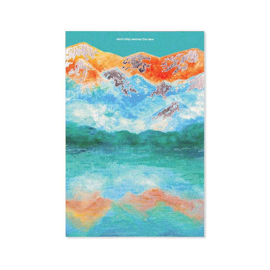 山の連なりポストカード 1枚入 POSTCARD Yamasanka x ROKKAKU #02 湖 フタバ 箔押し メッセージカード メール便可