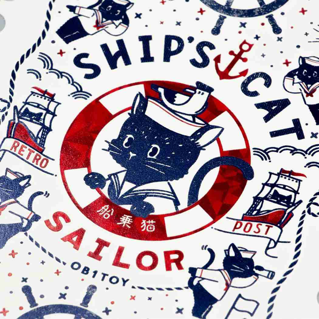 切手型ポストカード 1枚入り POSTCARD ROKKAKUxオビワン SHIP'S CAT フタバ 箔押し メッセージカード メール便可