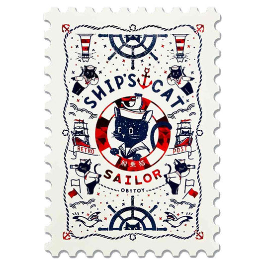切手型ポストカード 1枚入り POSTCARD ROKKAKUxオビワン SHIP'S CAT フタバ 箔押し メッセージカード メール便可