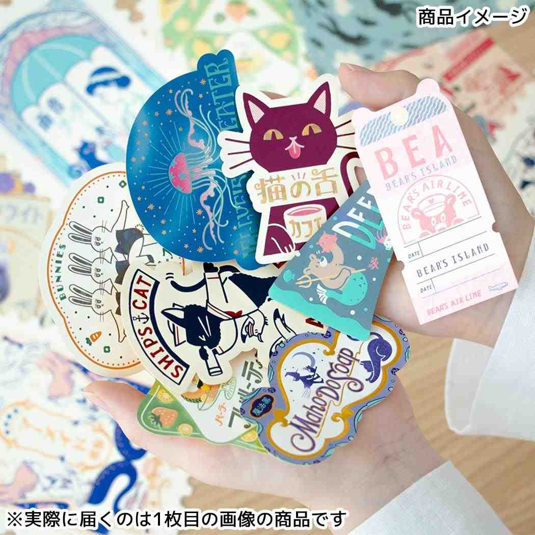 ステッカー ダイカットシール ROKKAKUxオビワン 猫の舌カフェー フタバ 箔押し スマホデコ デコステッカー メール便可