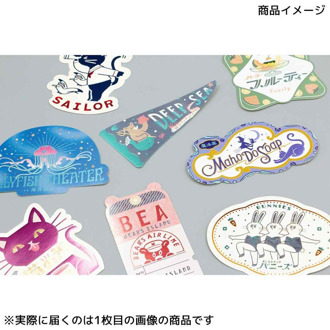 ステッカー ダイカットシール ROKKAKUxオビワン 猫の舌カフェー フタバ 箔押し スマホデコ デコステッカー メール便可