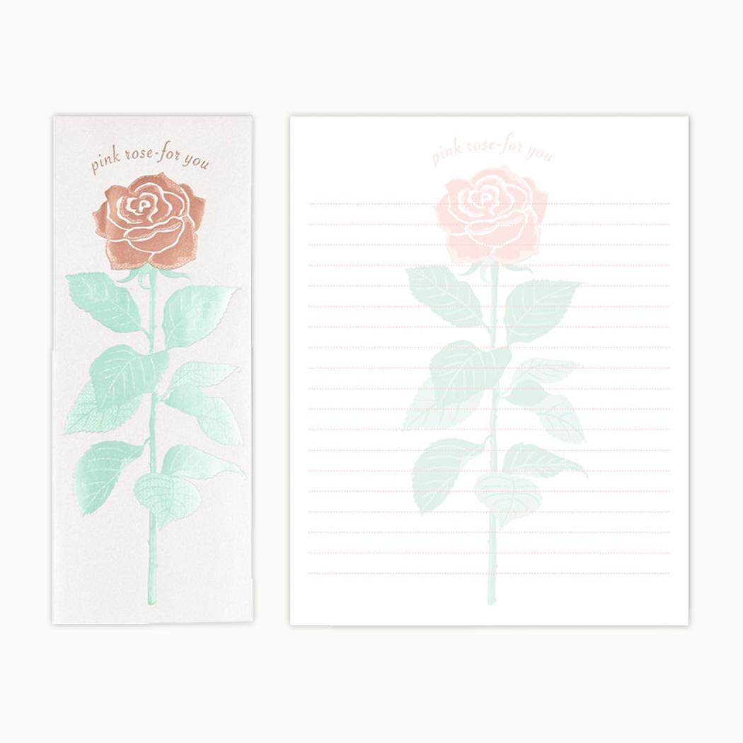 レターセット 手紙セット Hakuoshi Botanical バラ フタバ 箔押し 便箋＆封筒 メール便可