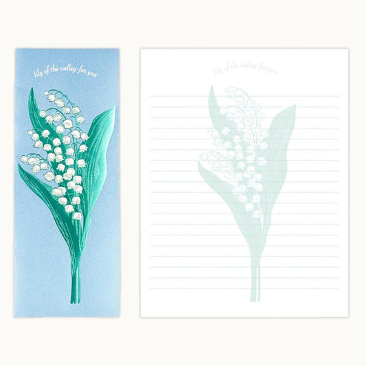 レターセット 手紙セット Hakuoshi Botanical スズラン フタバ 箔押し 便箋＆封筒 メール便可
