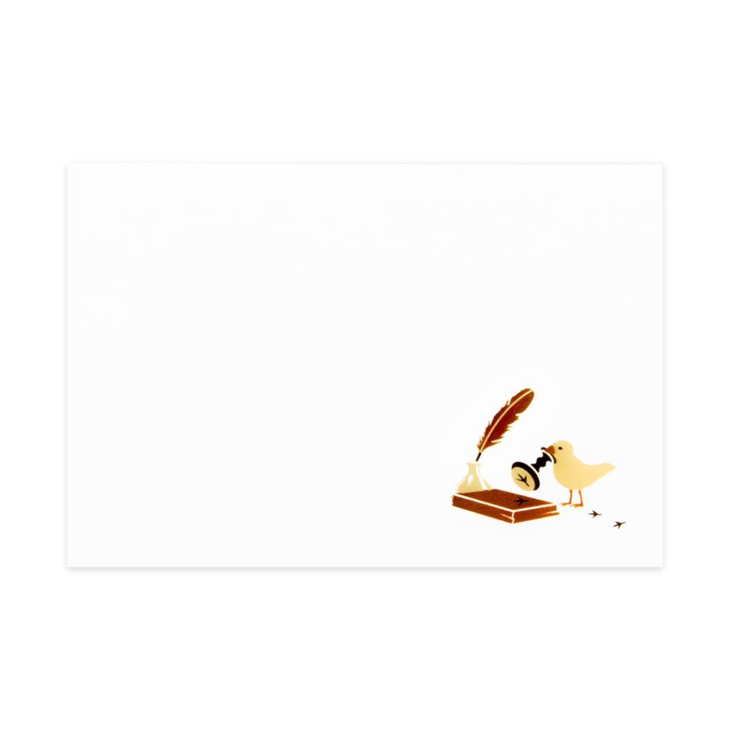 ROKKAKU アニマルシリーズ POSTCARD メッセージカード BIRD'S WORK 1枚入り STAMP フタバ 箔押し グリーティングカード グッズ メール便可 シネマコレクション