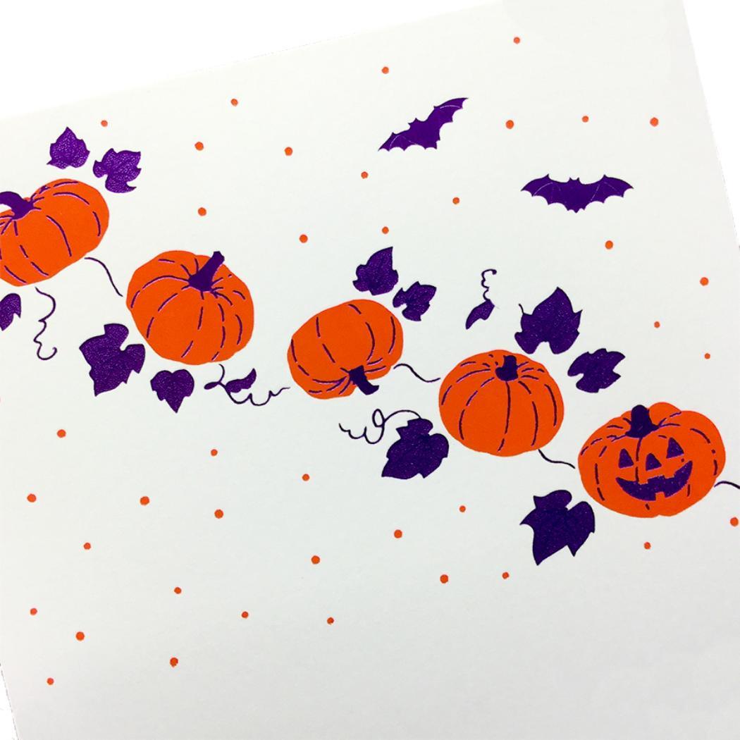 こよみ季節はがき 1枚入り POSTCARD ROKKAKU こよみシリーズ 10月 ハロウィン フタバ ポストカード 箔押し メッセージカード メール便可