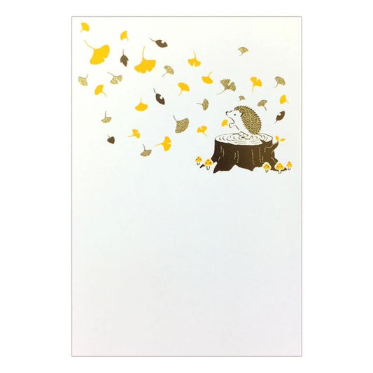 こよみ季節はがき 1枚入り POSTCARD ROKKAKU こよみシリーズ 11月 ハリネズミ フタバ ポストカード 箔押し メッセージカード メール便可