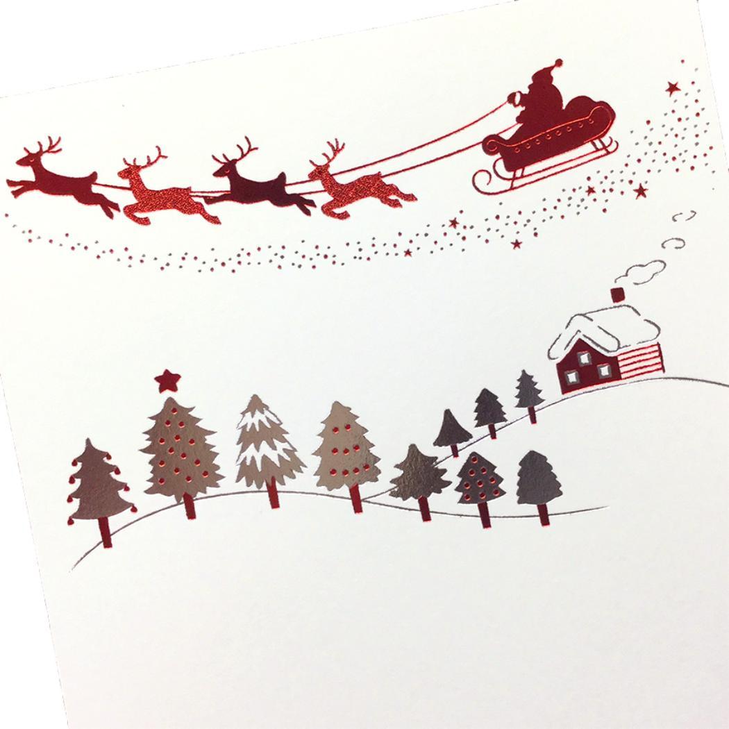 こよみ季節はがき 1枚入り POSTCARD ROKKAKU こよみシリーズ 12月 クリスマス フタバ ポストカード 箔押し メッセージカード メール便可