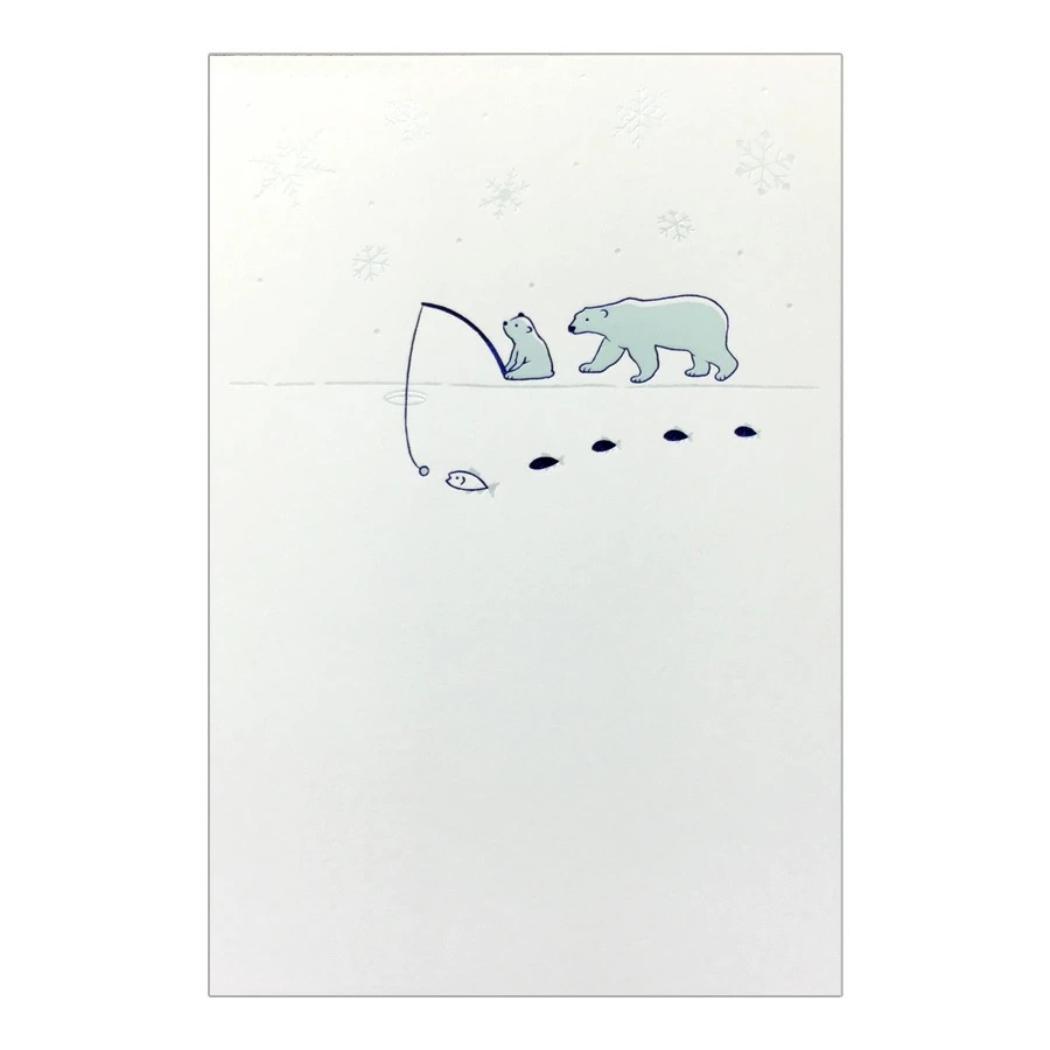 こよみ季節はがき 1枚入り POSTCARD ROKKAKU こよみシリーズ 2月 白くま フタバ ポストカード 箔押し メッセージカード メール便可