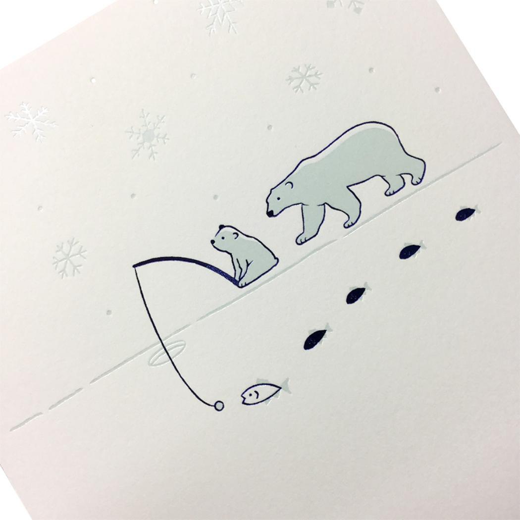 こよみ季節はがき 1枚入り POSTCARD ROKKAKU こよみシリーズ 2月 白くま フタバ ポストカード 箔押し メッセージカード メール便可