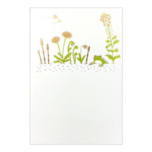 こよみ季節はがき 1枚入り POSTCARD ROKKAKU こよみシリーズ 3月 カエル フタバ ポストカード 箔押し メッセージカード メール便可