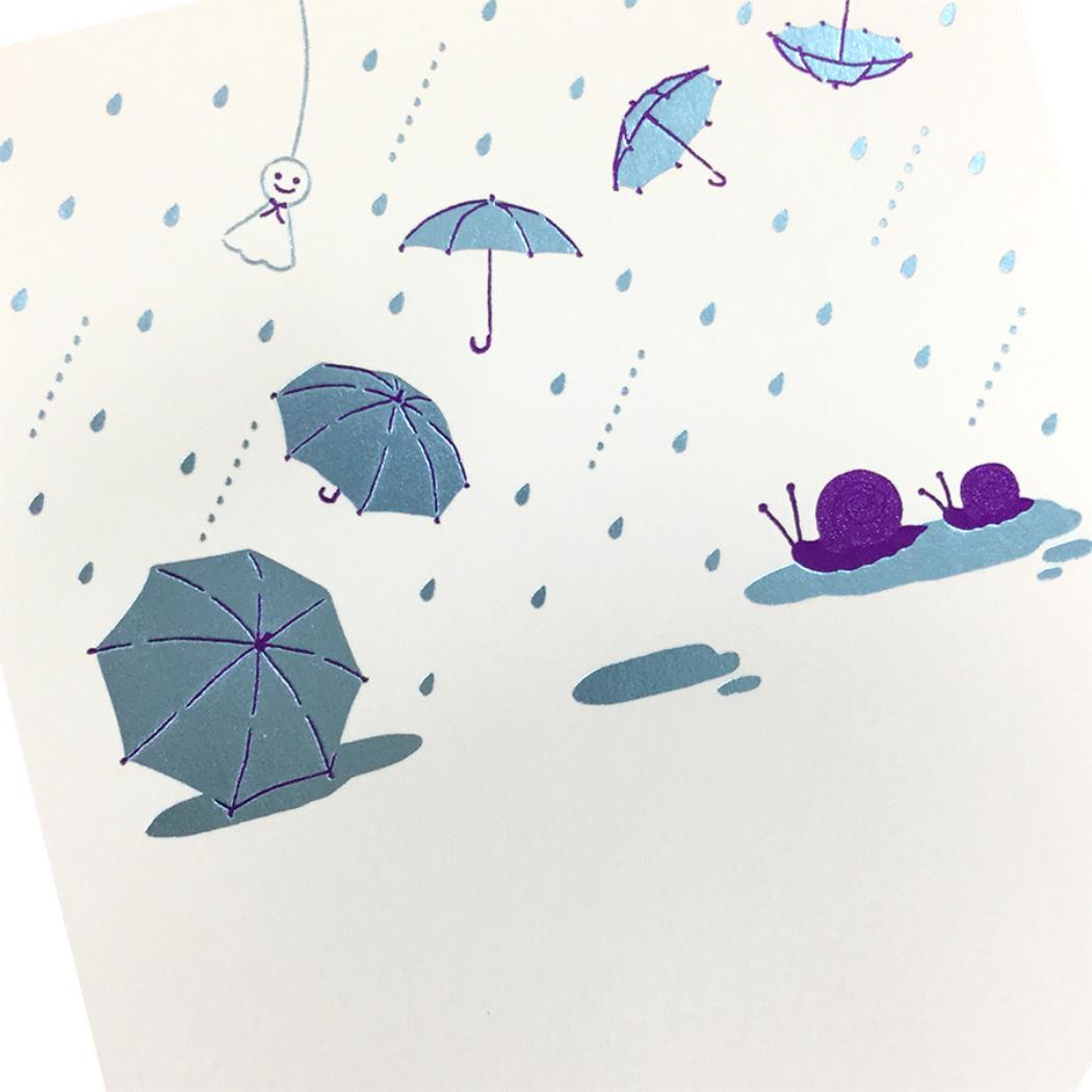 こよみ季節はがき 1枚入り POSTCARD ROKKAKU こよみシリーズ 6月 雨ふり フタバ ポストカード 箔押し メッセージカード メール便可