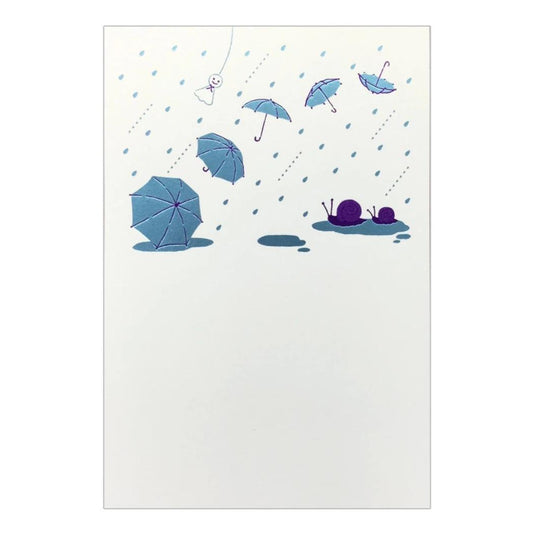こよみ季節はがき 1枚入り POSTCARD ROKKAKU こよみシリーズ 6月 雨ふり フタバ ポストカード 箔押し メッセージカード メール便可
