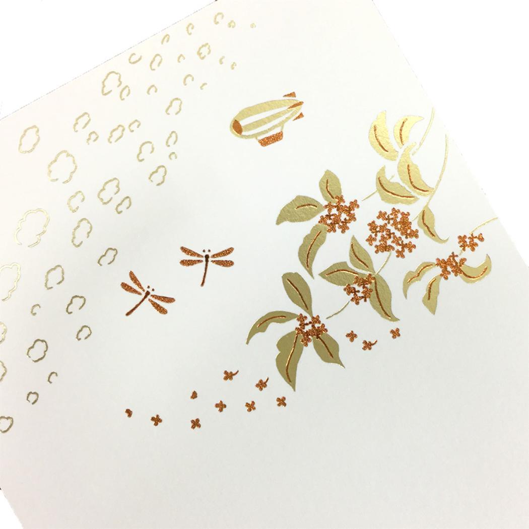 こよみ季節はがき 1枚入り POSTCARD ROKKAKU こよみシリーズ 9月 秋の空 フタバ ポストカード 箔押し メッセージカード メール便可