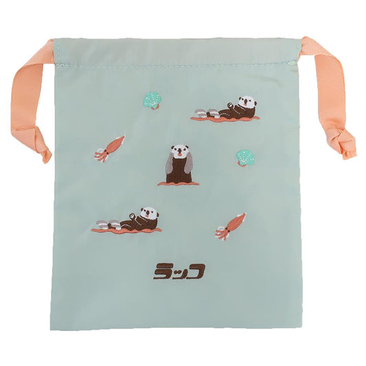 刺繍巾着 巾着袋 アニマル百貨店 ラッコ どうぶつ Green Flash きんちゃくポーチ 小物入れ メール便可