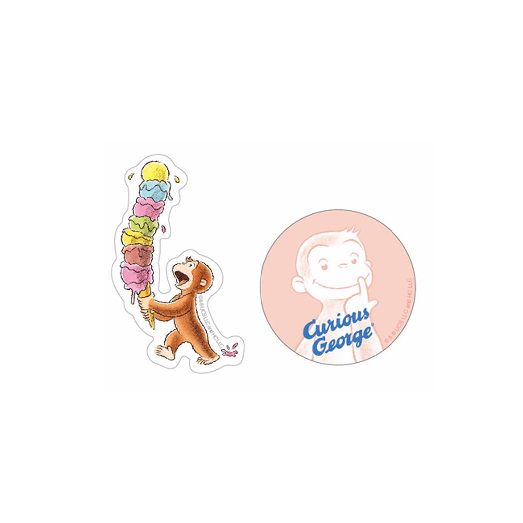 クリアステッカー ダイカットシール おさるのジョージ ice cream Green Flash デコシール 絵本メール便可
